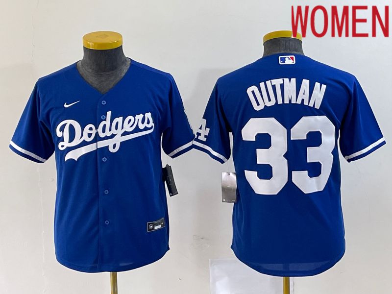 Women Los Angeles Dodgers 33 Outman Blue Nike Game 2023 MLB Jerseys